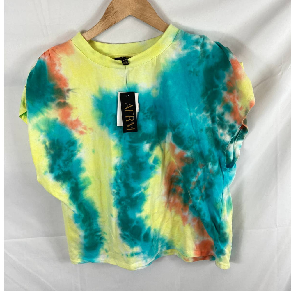 NWT AFRM Jorja Top In Teal/yellow Tie Dye Size medium - Picture 2 of 5